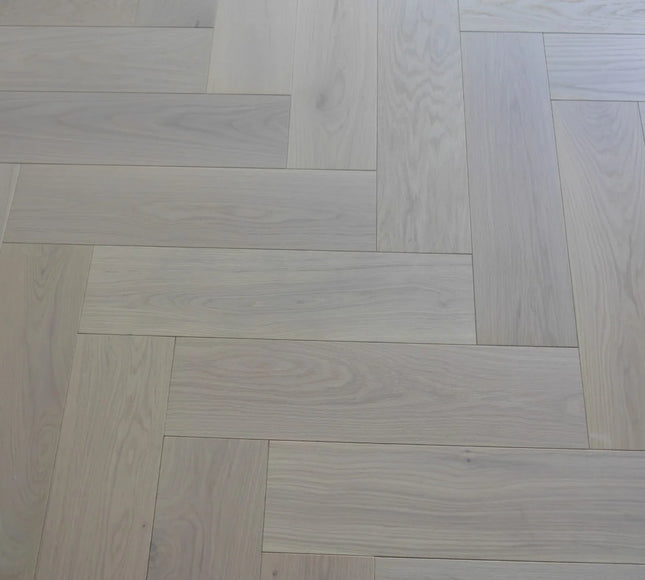 Prime AB White Oiled Click Engineered Herringbone Flooring