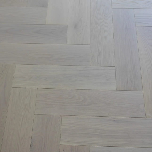 Prime AB White Oiled Click Engineered Herringbone Flooring