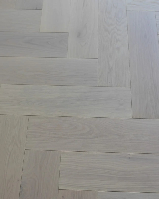 Prime AB White Oiled Click Engineered Herringbone Flooring