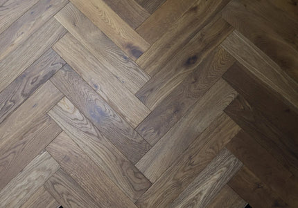 Smoked Brushed Oiled Engineered Herringbone Flooring