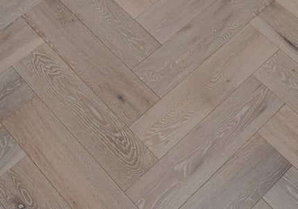 White Washed Brushed Lacquered Click Engineered Herringbone Flooring