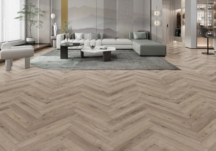 Contemporary Pebble Grey Herringbone Laminate Flooring