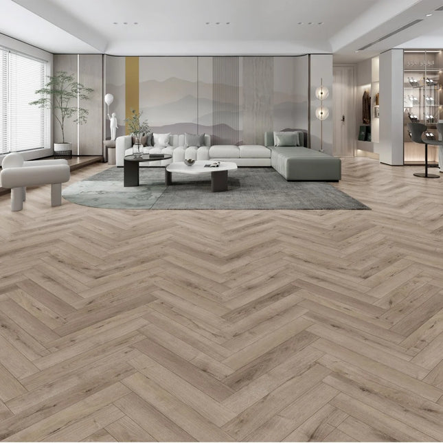 Contemporary Pebble Grey Herringbone Laminate Flooring