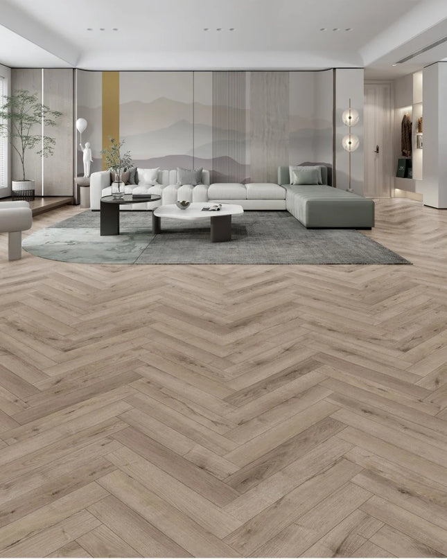 Contemporary Pebble Grey Herringbone Laminate Flooring