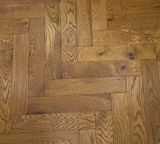 Golden Wheat Brushed Lacquered Engineered Herringbone Flooring