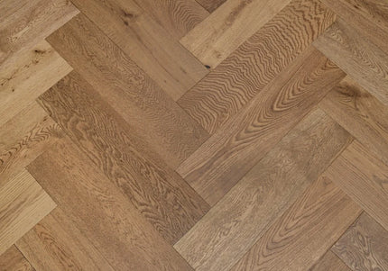 Smoke Stain Brushed Oiled Click Engineered Herringbone Flooring
