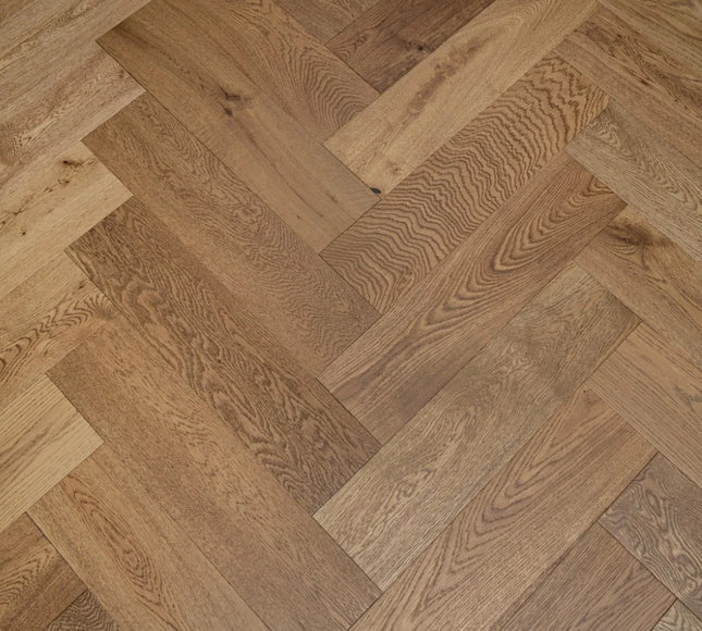 Smoke Stain Brushed Oiled Click Engineered Herringbone Flooring