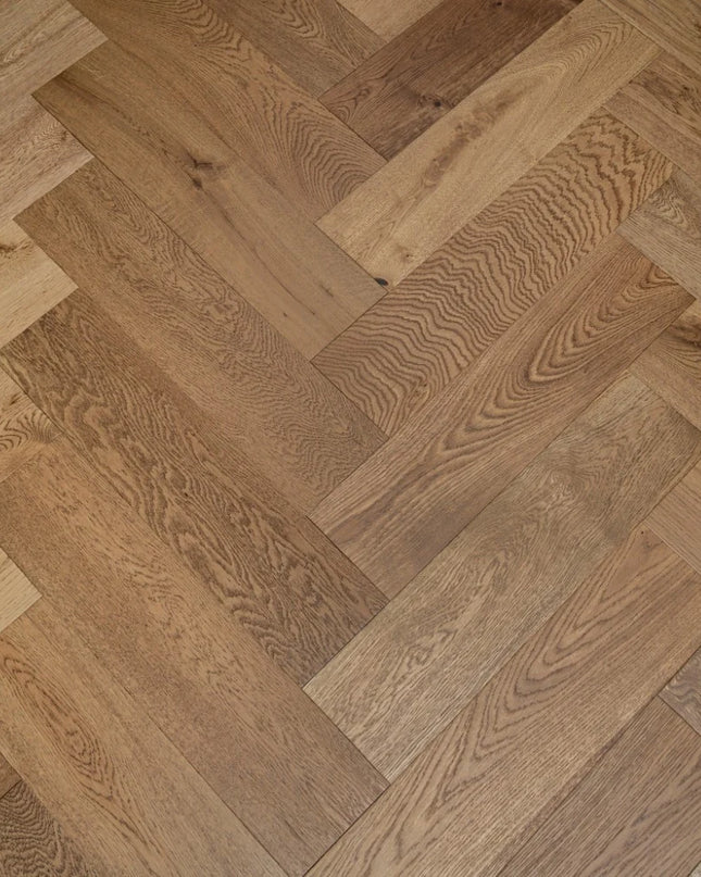 Smoke Stain Brushed Oiled Click Engineered Herringbone Flooring
