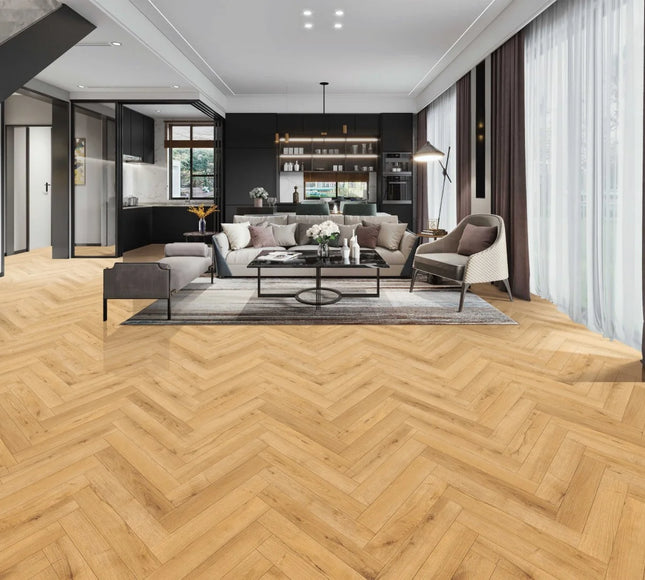 Heritage Natural Oak Laminate Herringbone Flooring