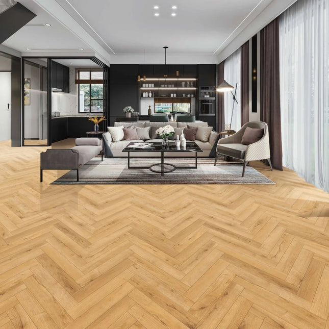 Heritage Natural Oak Laminate Herringbone Flooring
