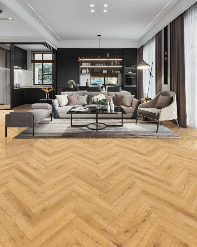 Heritage Natural Oak Laminate Herringbone Flooring