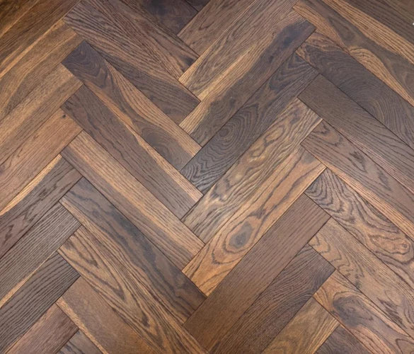 Twilight Timber Smoked Lacquered Engineered Herringbone Flooring