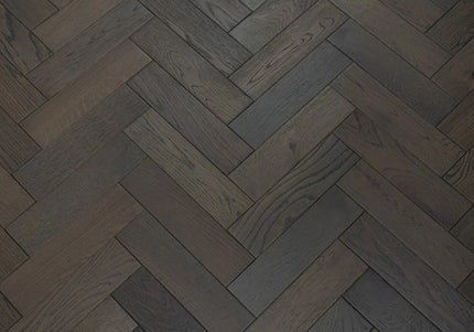 Graphite Grey Matt Lacquered Engineered Herringbone Flooring