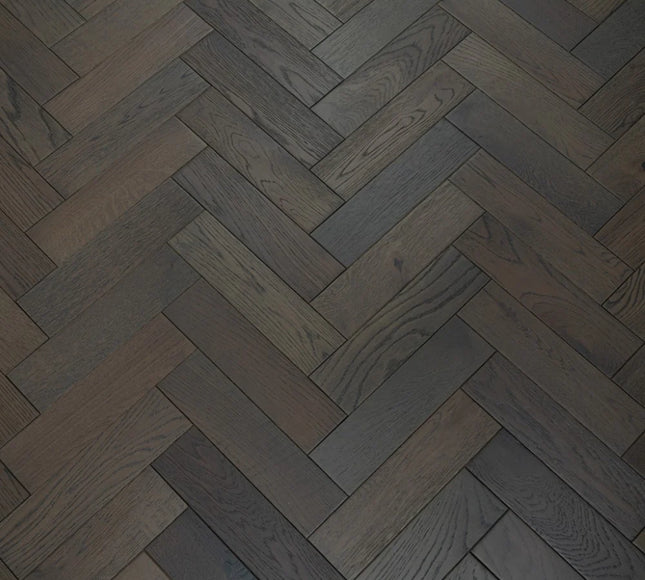 Graphite Grey Matt Lacquered Engineered Herringbone Flooring
