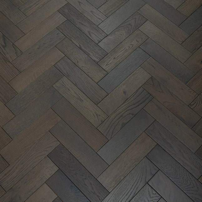 Graphite Grey Matt Lacquered Engineered Herringbone Flooring