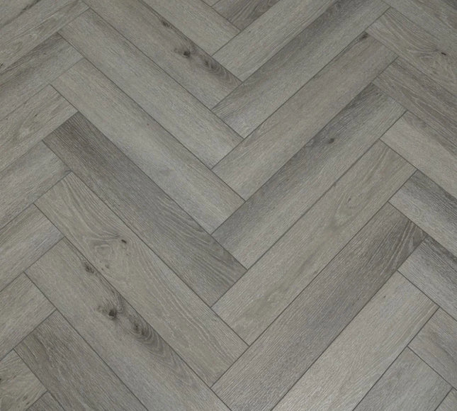 Pearl Grey Waterproof SPC Herringbone Click Flooring