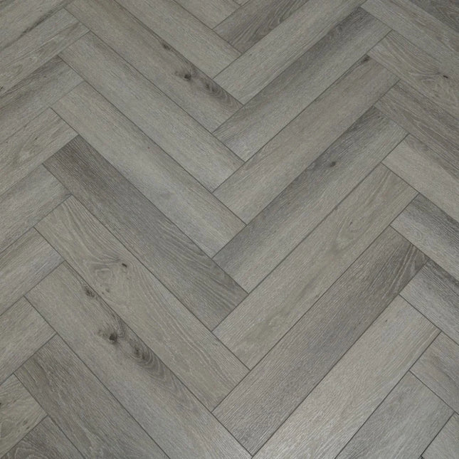 Pearl Grey Waterproof SPC Herringbone Click Flooring