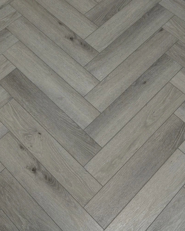 Pearl Grey Waterproof SPC Herringbone Click Flooring