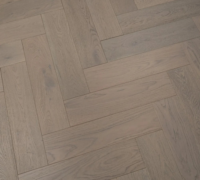 Grey Brushed UV Oiled Click Engineered Herringbone Flooring