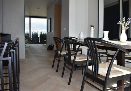 Brushed White UV Oiled Engineered Herringbone Flooring