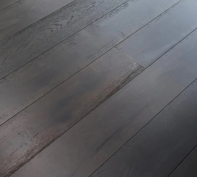 Jet Black Lacquered Engineered Oak Flooring