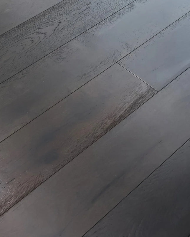 Jet Black Lacquered Engineered Oak Flooring