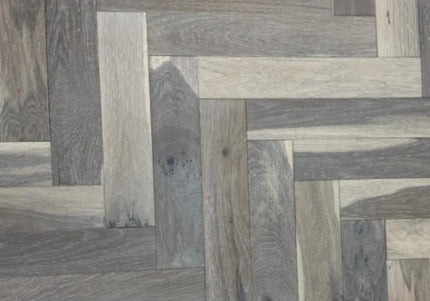 Smoked Grey Brushed Matt Lacquered Engineered Herringbone Flooring