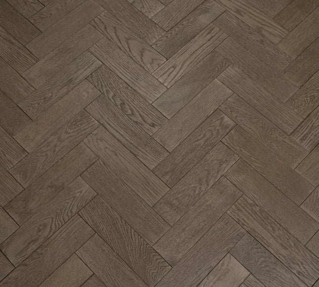 Gunmetal Matt Lacquered Engineered Herringbone Flooring