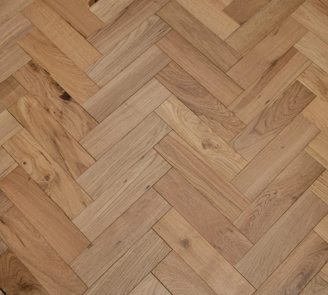 Natural Brushed Lacquered Engineered Herringbone Flooring