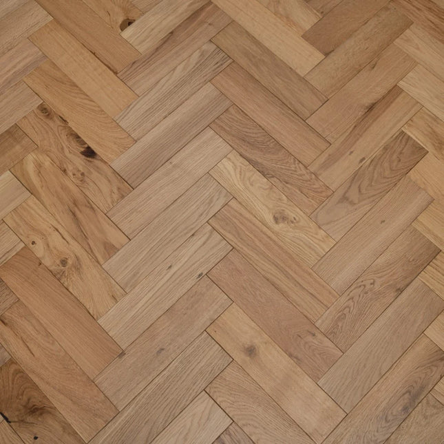 Natural Brushed Lacquered Engineered Herringbone Flooring