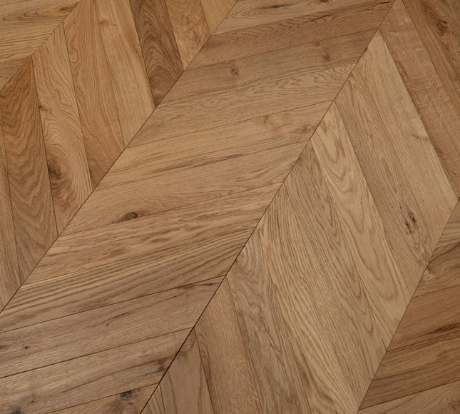 Classic Natural Matt Lacquered Engineered Chevron Oak Flooring