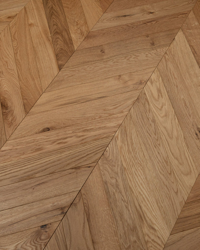Classic Natural Matt Lacquered Engineered Chevron Oak Flooring
