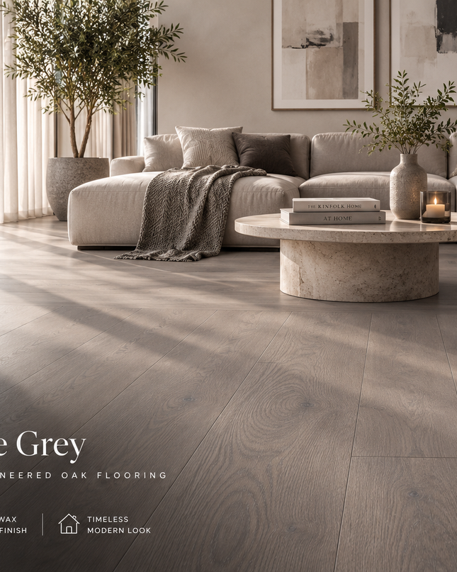 Livingstone Grey Hard Wax Oiled Rustic Engineered Oak Flooring