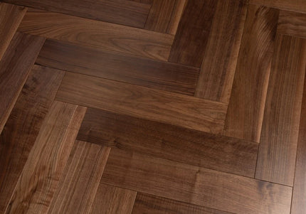 Walnut UV Lacquered Engineered Herringbone Flooring