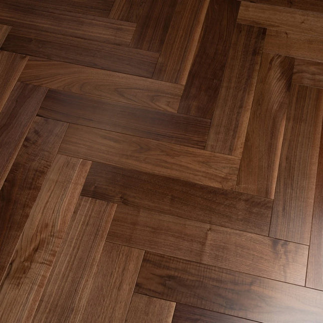 Walnut UV Lacquered Engineered Herringbone Flooring
