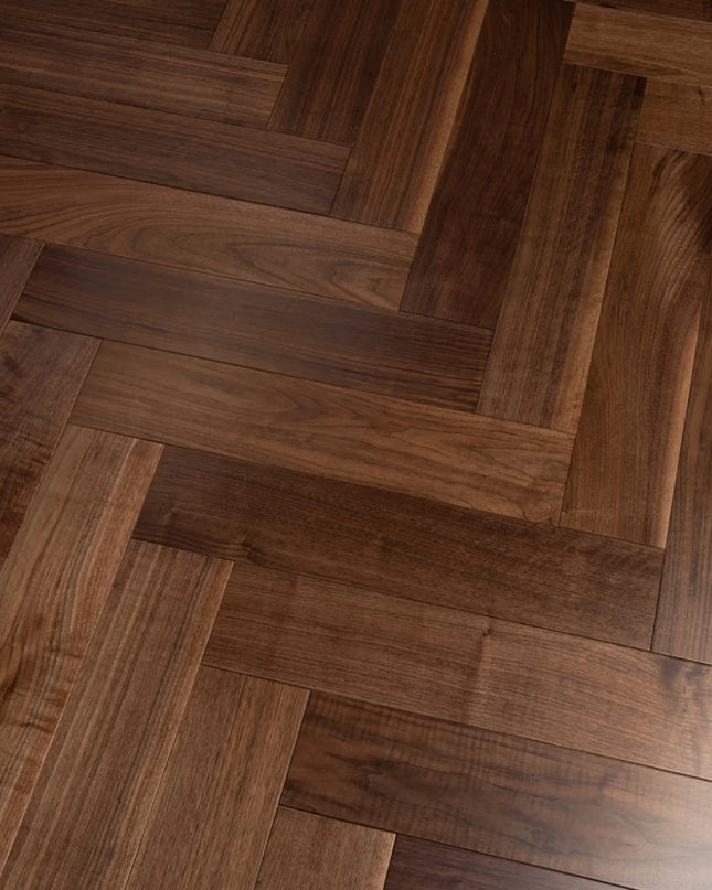 Walnut UV Lacquered Engineered Herringbone Flooring