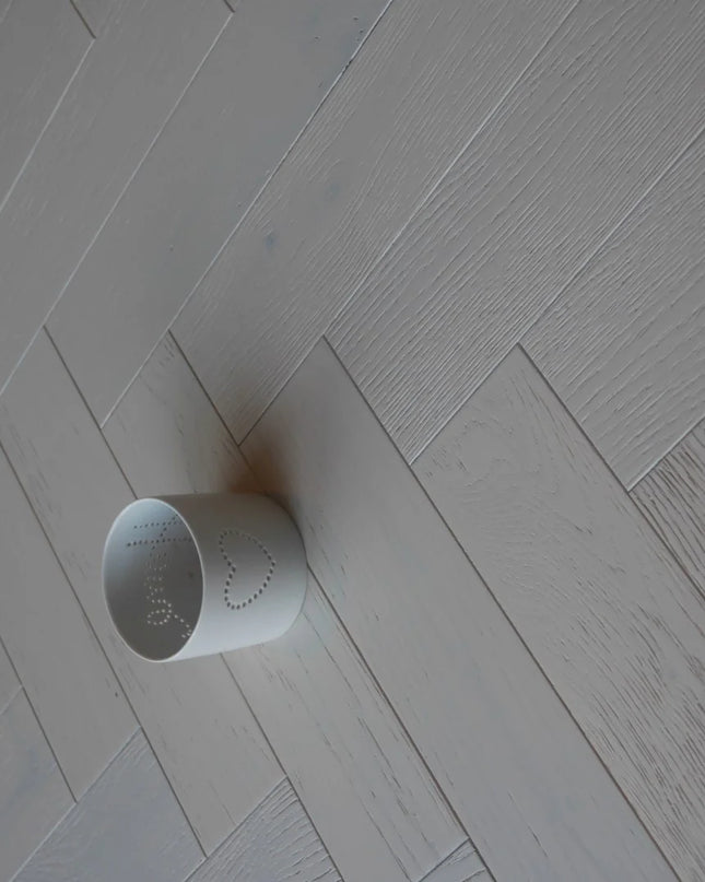 White Brushed Oak Herringbone Flooring | Pukka Flooring