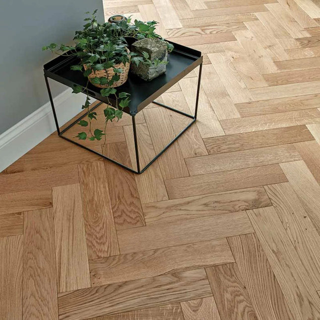 Brushed UV Oiled Engineered Herringbone Flooring