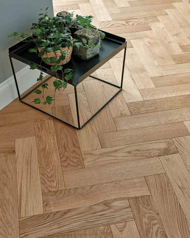 Brushed UV Oiled Engineered Herringbone Flooring