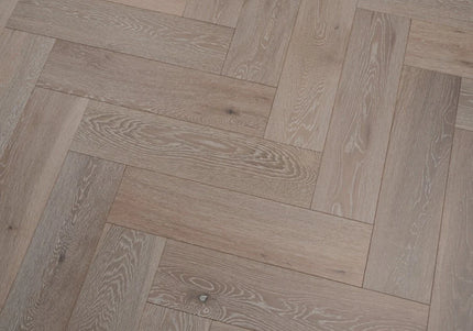 White Washed Brushed Lacquered Click Engineered Herringbone Flooring