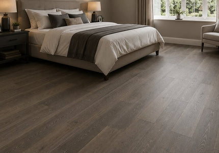 Smoked Grey Classic Grade Brushed Matt Lacquered Engineered Oak Flooring