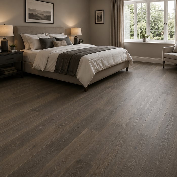 Smoked Grey Classic Grade Brushed Matt Lacquered Engineered Oak Flooring