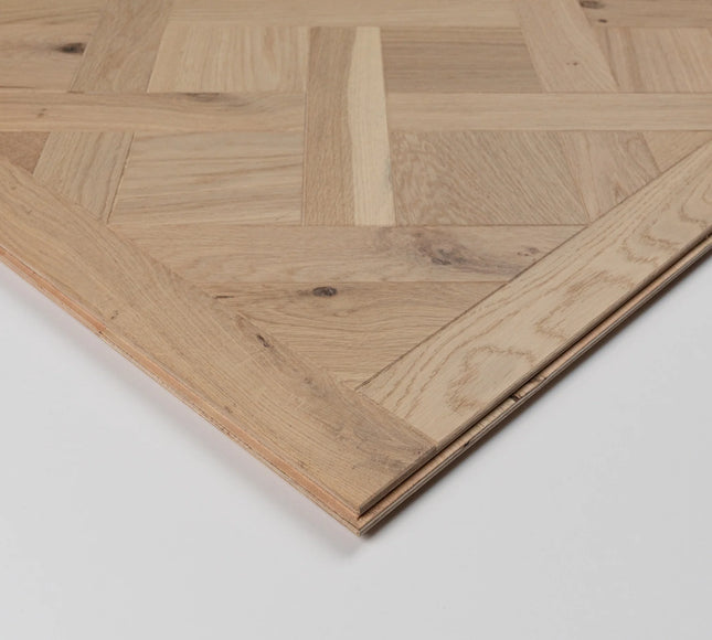 Engineered Wood Versailles Panels – Classic Grade, Brushed Natural Lac 20mm x 800mm x 800mm| Pukka Flooring