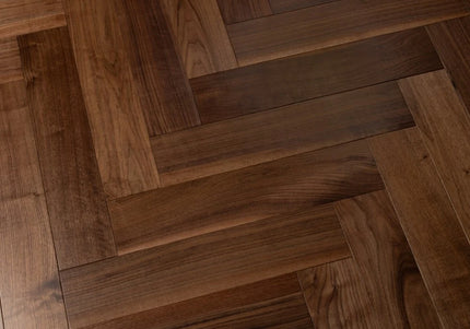 Walnut UV Lacquered Engineered Herringbone Flooring