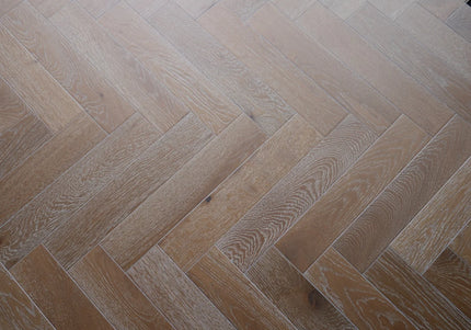 Smoked White Brushed Oiled Engineered Herringbone Flooring
