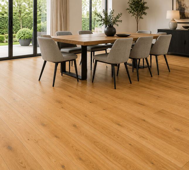 Satin Oak Classic Grade Natural Smooth Lacquered Engineered Oak Flooring