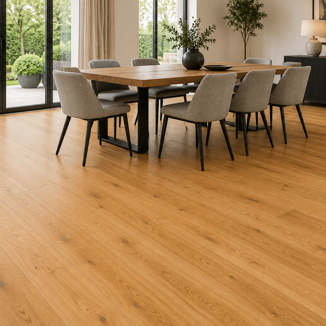 Satin Oak Classic Grade Natural Smooth Lacquered Engineered Oak Flooring