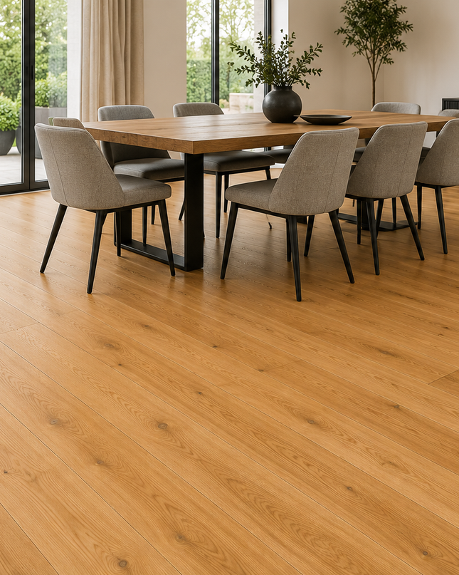 Satin Oak Classic Grade Natural Smooth Lacquered Engineered Oak Flooring