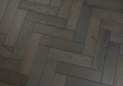 Graphite Grey Matt Lacquered Engineered Herringbone Flooring