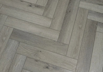 Pearl Grey Waterproof SPC Herringbone Click Flooring